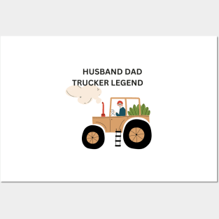 Husband dad trucker legend Posters and Art